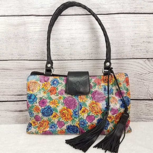 Patricia Nash Handbags - Patricia Nash Rienzo Leather Floral Satchel Tassel